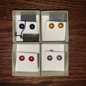 4pc colored pearl earrings